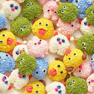 创意绿毛毛怪Q萌可爱小卡特树脂diy奶油胶手机壳饰品配件材料