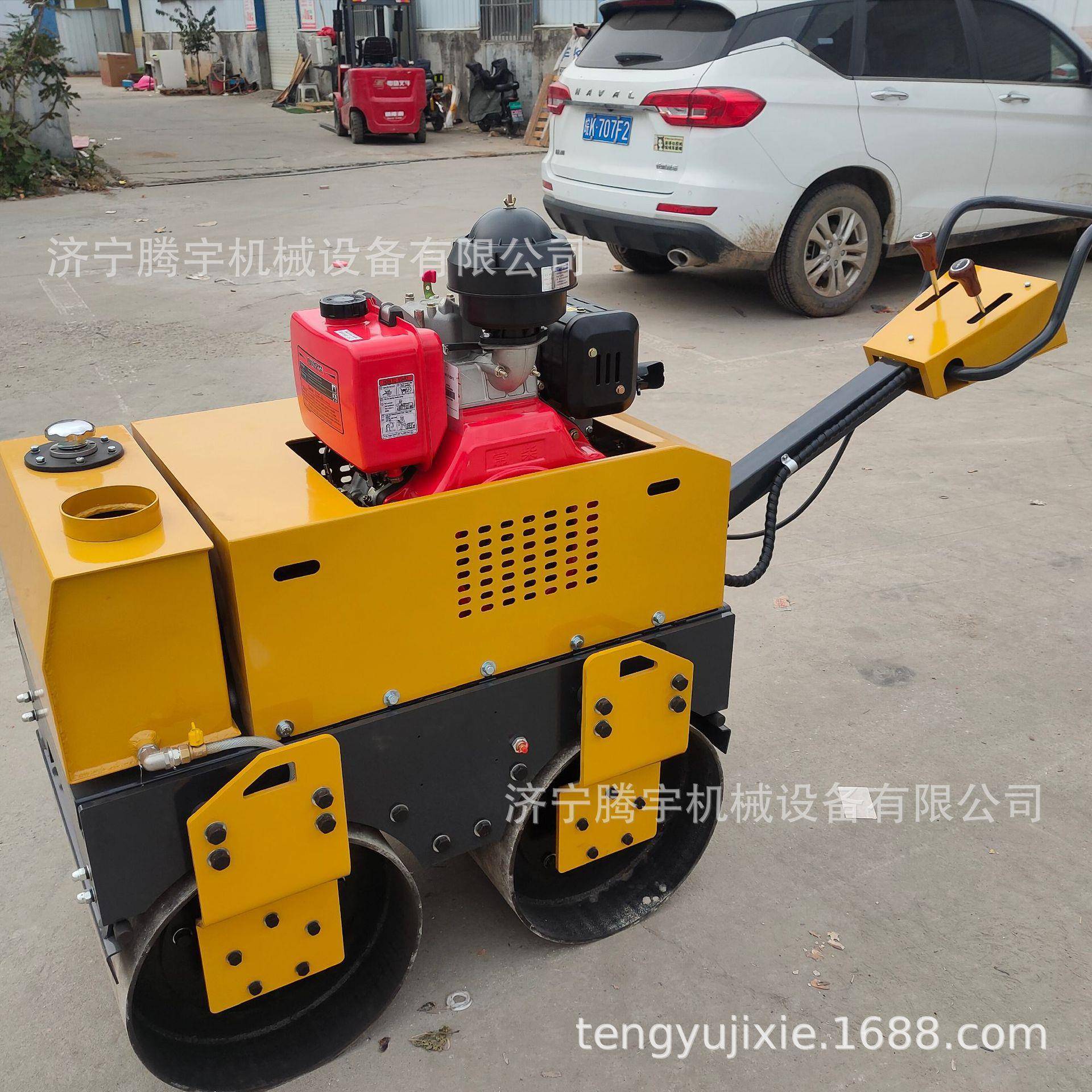 升级款手扶式双钢轮柴油振动压路机现货速发草坪沟槽压道机压实机