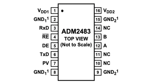 ADM2483BRWZ. 半双工、iCoupler隔离式RS-485收发器