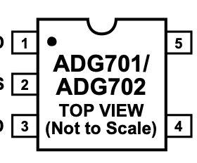 ADG702BRJ CMOS、低压、2 Ω、单刀单掷开关