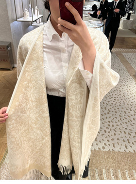 秋冬高版孟子义同款金线提花斗篷女羊绒斗篷保暖百搭披肩外搭