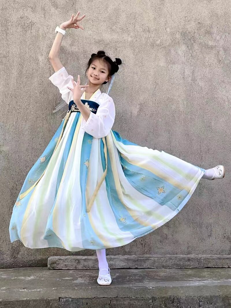 女童汉服仙气古风春夏薄款儿童中国风改良古唐装襦裙长袖超仙夏装