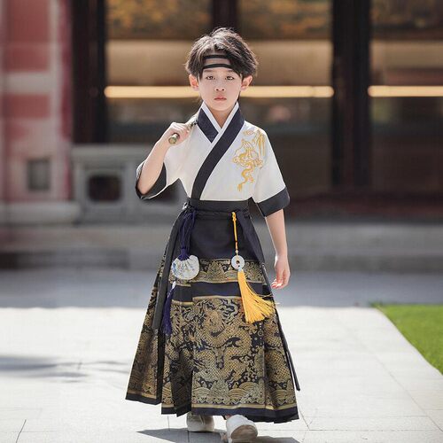 汉服男童马面裙夏季套装古风帅气