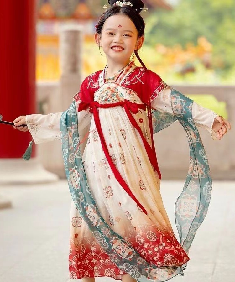 女童新款汉服超仙古风襦裙飘逸敦煌仙女古装儿童唐装中国风春秋款