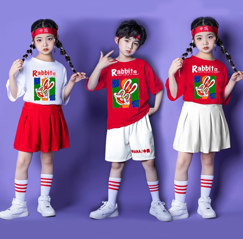 新款六一儿童舞蹈服国风小学生啦啦队演出服嘻哈街舞潮服幼儿班服