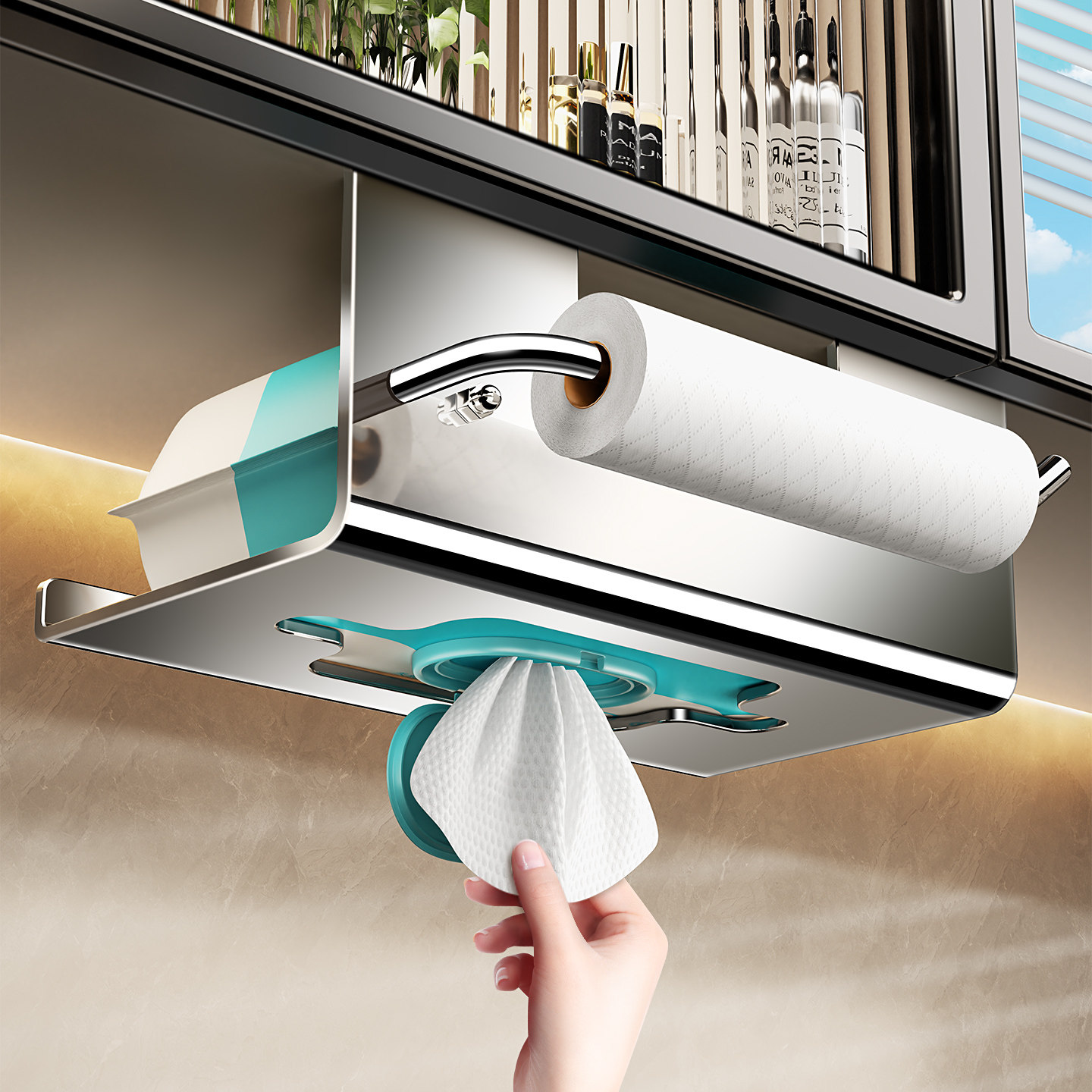卫生间纸巾盒304不锈钢浴室镜柜下洗脸巾收纳架悬挂免打孔纸巾架,家庭/个人清洁工具,卷纸器/纸巾架,淘宝优惠券,粉丝福利购,淘宝优惠卷