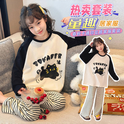 品牌2025新款今年流行爆款睡衣夏女童纯棉家居服套装儿童女薄款空