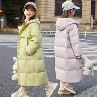 儿童冬季加厚羽绒服女童装巴拉舞中大童长款过膝洋气公主新款外套