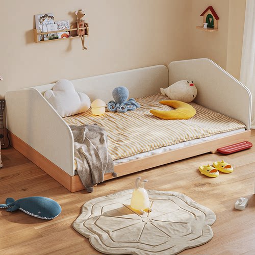 优漫居山毛榉地台床护栏床