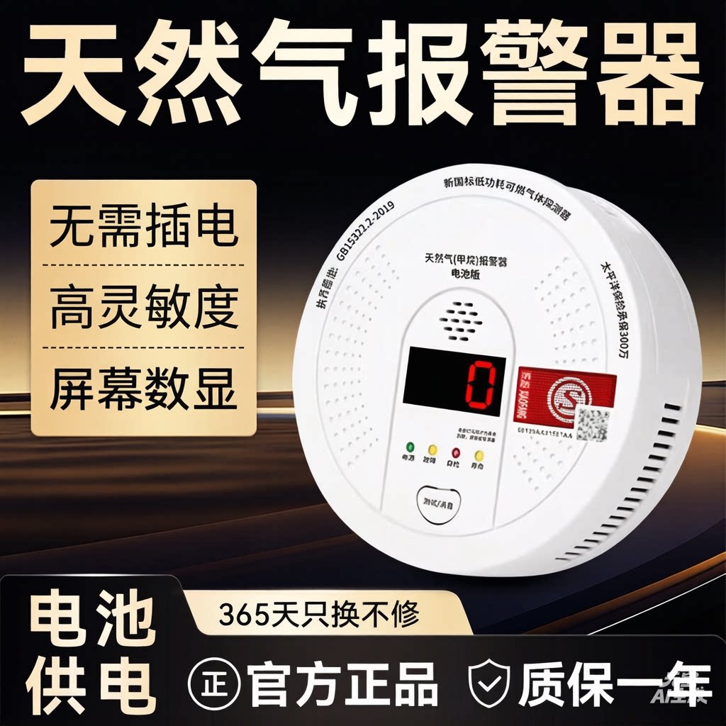 甲烷天然气家用可燃气体报警器电池款燃气报警器便携式煤气泄露器