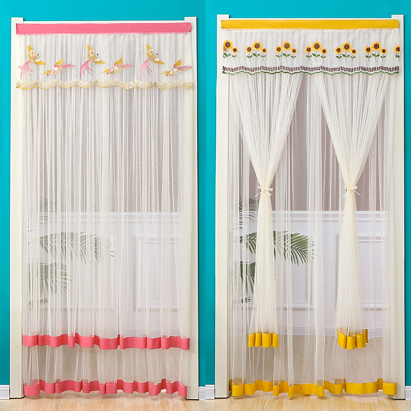 夏季防蚊子纱门帘免打孔防蚊蝇蕾丝门帘魔术贴门帘隔断门帘纱门帘