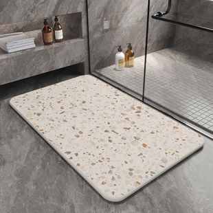 水磨石硬硅藻泥地垫浴室吸水脚垫北欧卫生间门口防滑洗澡踩脚脚垫