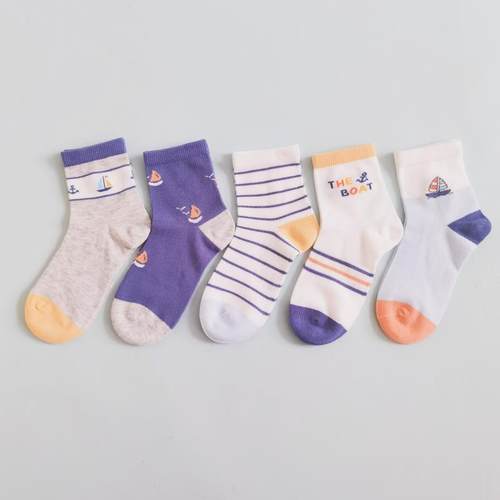 意尔康儿童袜夏季薄网眼8-10岁男孩春秋学生透气中筒棉袜TM33R353