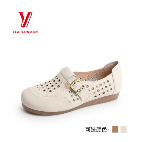 意尔康2026新款时尚百搭单鞋镂空洞洞鞋软皮复古凉鞋6264AB16436Y