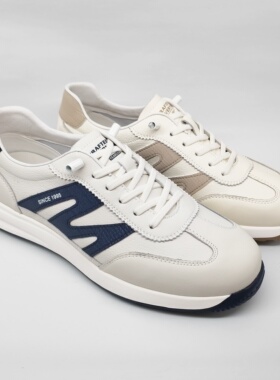 意尔康男鞋2025新款秋休闲皮鞋男真皮软底运动板鞋男5531AR57907A