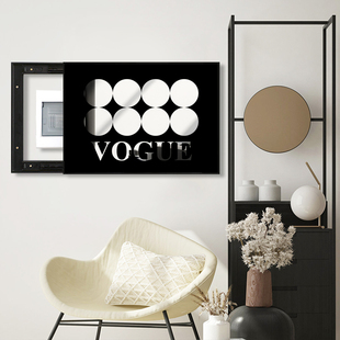 极简ins风轻奢高级感镜子电表箱电闸装饰画遮挡免打孔可推拉挂画