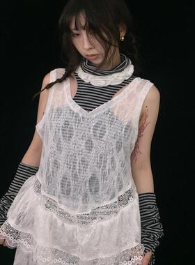 Ttsunami 2024秋冬原创设计小花朵针织拼接围脖小围巾