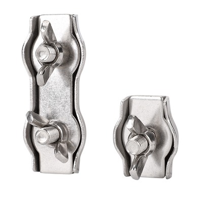 304不锈钢单夹双夹 钢丝绳卡扣 蝶形螺母吊环紧固锁线器 卡线头