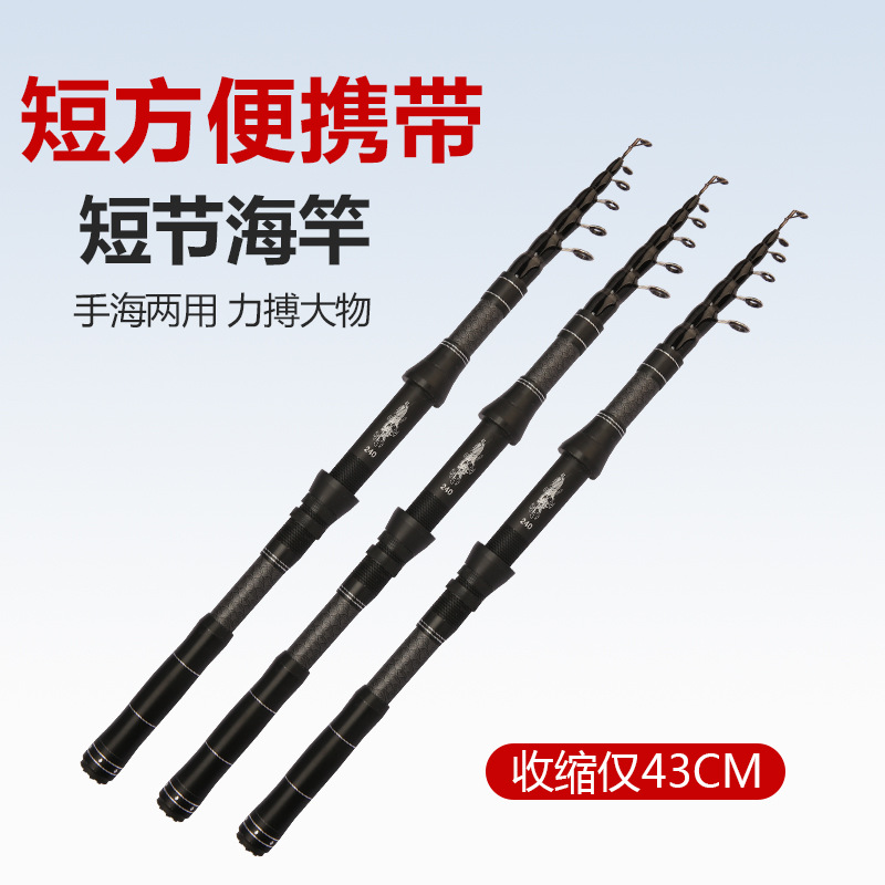 厂家直销超短碳素便携式小海杆1.8-3.6海竿矶竿路亚杆手海两用鱼