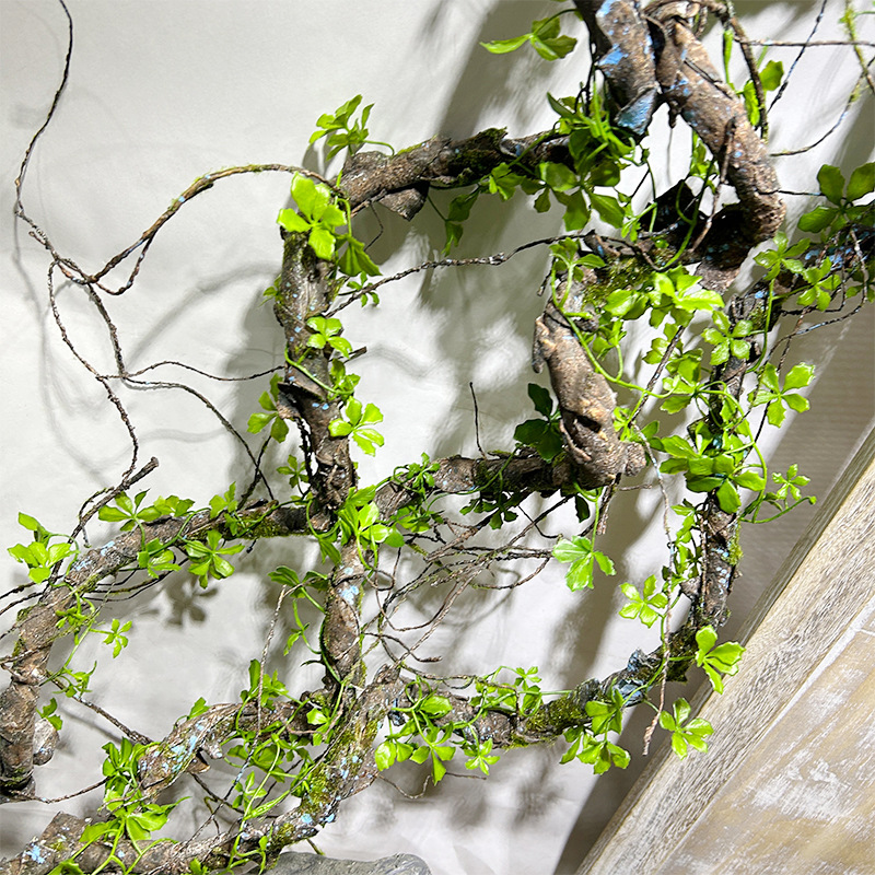 工厂 仿真枯藤青苔四叶草嫩芽树藤绿叶树须藤植物墙背景墙造景