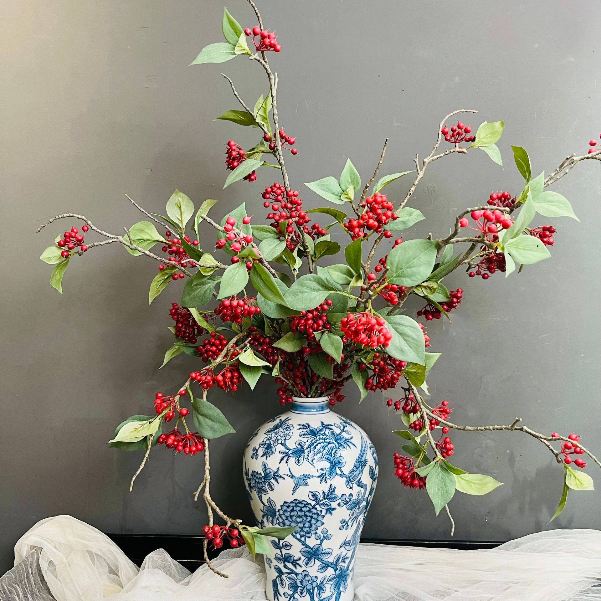 果子中式花艺软装家居装饰摆件道具美陈婚庆跨境 花卉仿真红花,节庆用品/礼品,婚庆绢花,淘宝优惠券,粉丝福利购,淘宝优惠卷