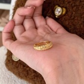 麦穗编织戒指vintage中古纯银指环复古拉丝工艺排戒小众高级轻奢