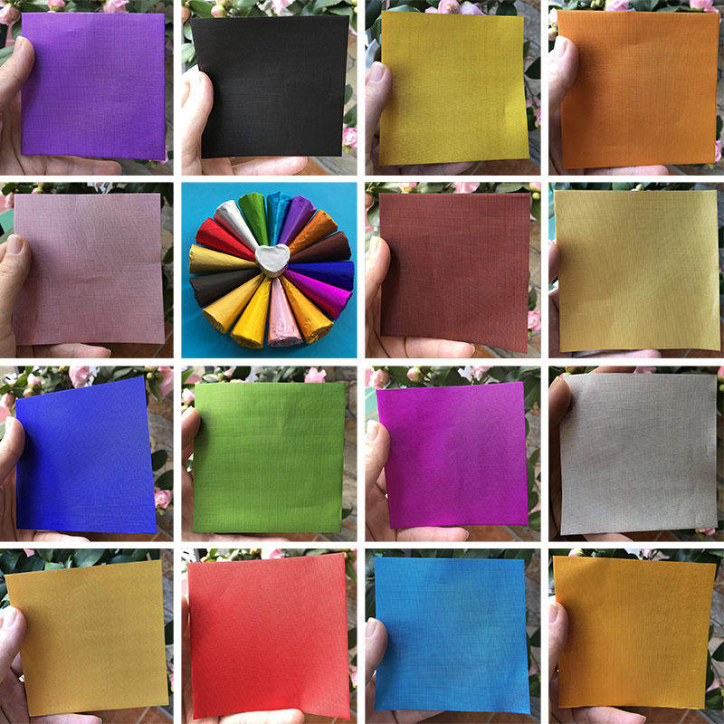 20cm彩色锡纸手抓饼饭团礼品月饼蛋黄酥包装银红金色细格纹铝箔纸