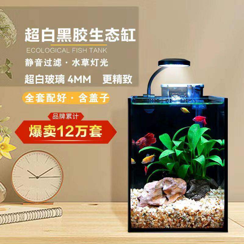 德国品质超白玻璃鱼缸小型客厅桌面办公桌鱼缸斗鱼缸长方形家用迷