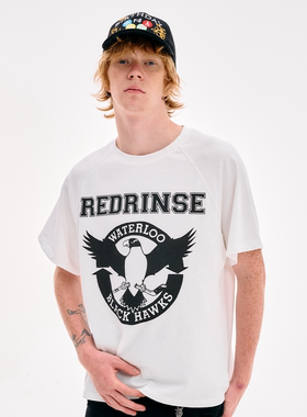 REDRINSE 25ss「WATERLOO」短宽版型基础复古印花圆领美式短袖T恤