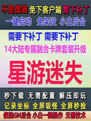 PC单机星游迷失14大陆专属融合卡牌套装升级GM后台大背包GOM