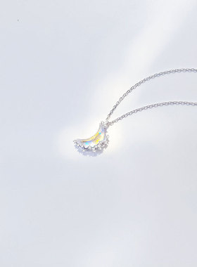 月半清泉纯银镶钻月亮项链手链