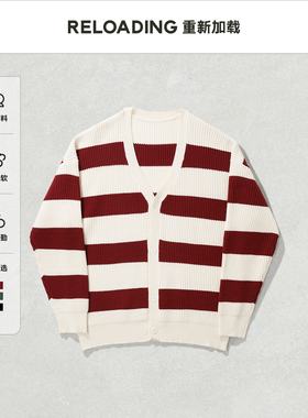 【新款热销】Reloading重新加载 菠萝纹复古撞色情侣柔软亲肤开衫