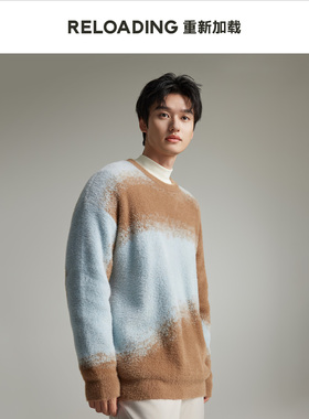 Reloading重新加载 仿水貂绒亲肤柔软泼墨感撞色情侣款百搭毛衣