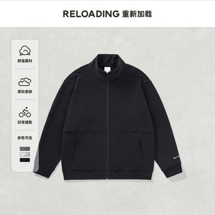 Reloading重新加载 热销 双面慕斯绒浮雕印花拉链立领夹克 春款