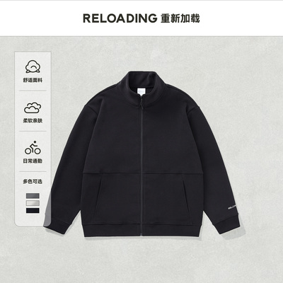 【新款热销】Reloading重新加载 双面慕斯绒浮雕印花拉链立领夹克