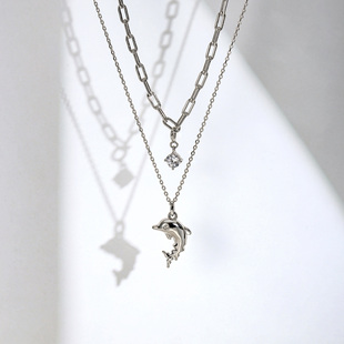 SHEYOO海豚项链女纯银原创设计轻奢小众高级感气质百搭送女友礼物