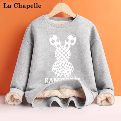 拉夏贝尔女童加绒卫衣秋冬新款