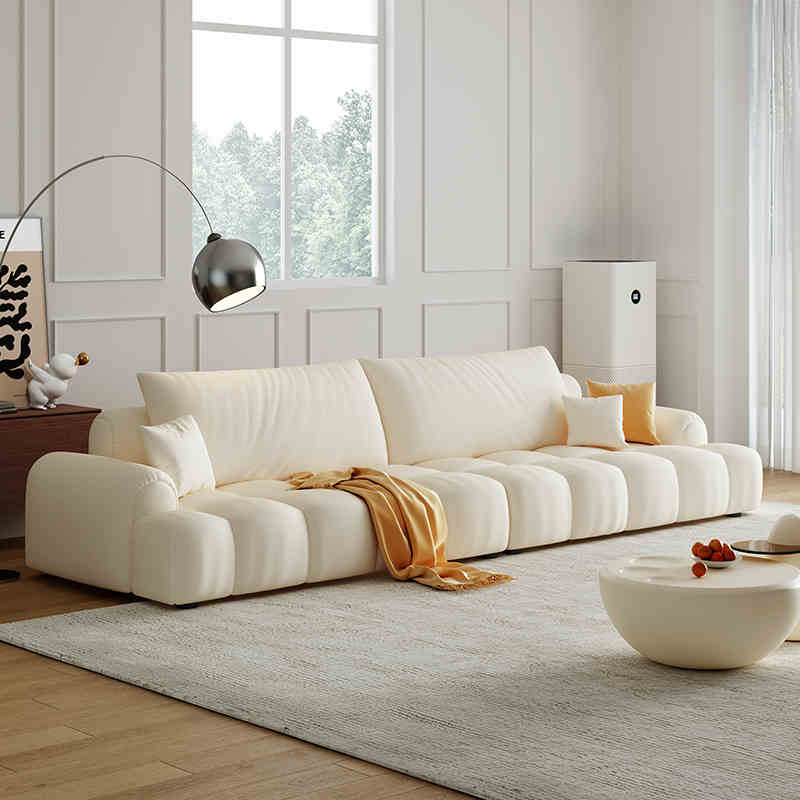 泡芙沙发法式奶油风猫抓布轻奢小户型客厅现代简约直排科技布沙发