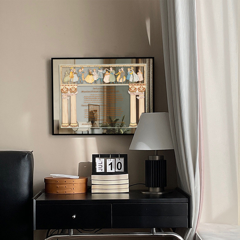 复古钢琴谱镜子画小众艺术装饰画客厅卧室钢琴室挂画氛围感镜面画