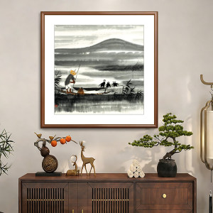 新中式水墨国画客厅书房茶室山水风景挂画客厅玄关餐厅禅意装饰画