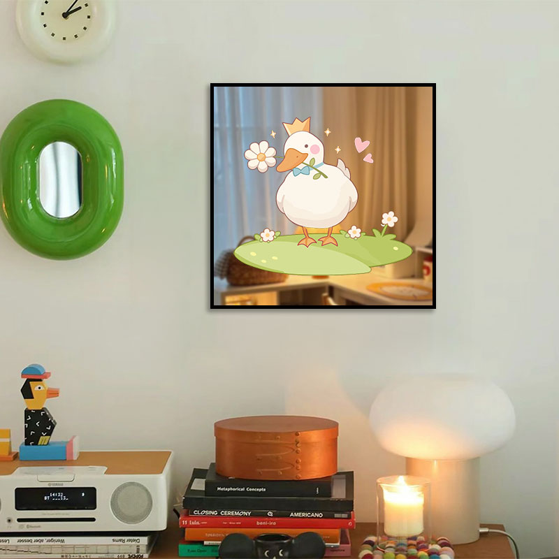 卡通动物镜子装饰画卧室床头温馨挂画客厅小众艺术房间柜桌面摆画