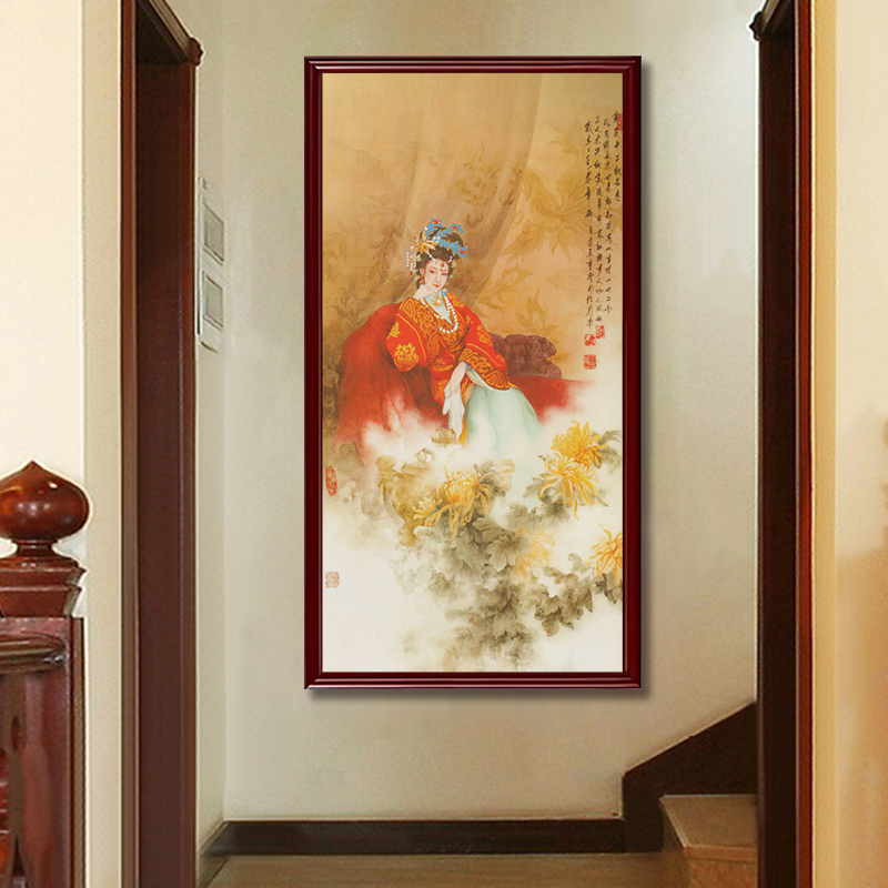 金陵十二钗装饰画新中式客厅玄关挂画茶室书房饭厅红楼梦人物壁画图片