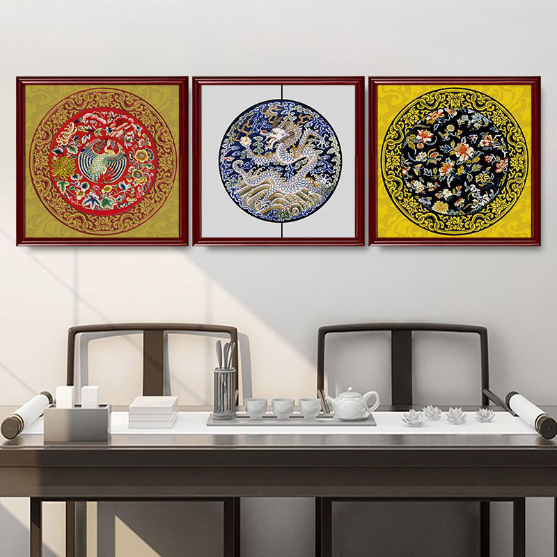 龙图腾装饰画中国风办公司会议室挂画火锅店茶室凤凰招财镇宅壁画