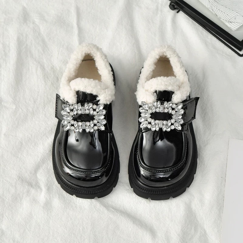 真皮女童小皮鞋软底加绒乐福鞋