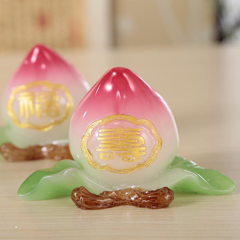 严选出优品树脂蟠桃摆件客厅桃子装饰品中式福寿绵长寿桃工艺礼品