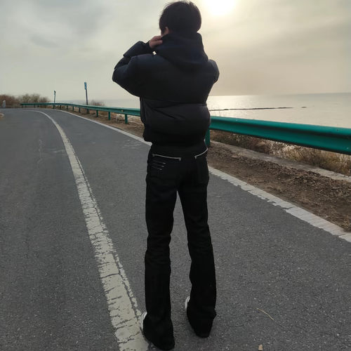 美式原牛四线窄幅刺绣微喇牛仔裤