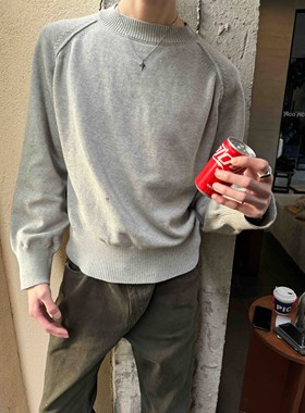 自主007毛衣灰色针织衫boxy修身收腰版型cleanfit休闲美式上衣ins