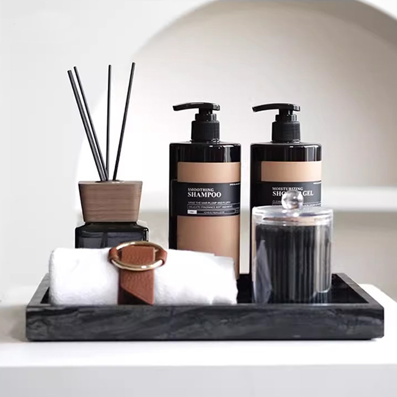 卫生间托盘套装摆件沐浴露洗发水毛巾扣香薰卫浴棉签筒样板间
