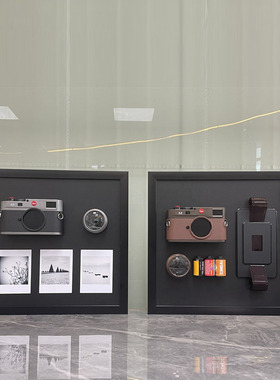 摄影主题画照相机相机头模型相胶片裱画样板房书房书柜书桌摆件道