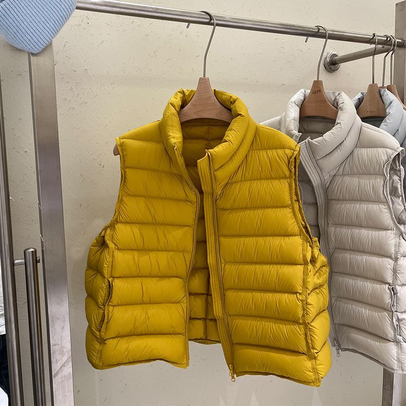 90白鸭绒立领排骨羽绒服马甲女2025冬新款韩版休闲短款小个子背心